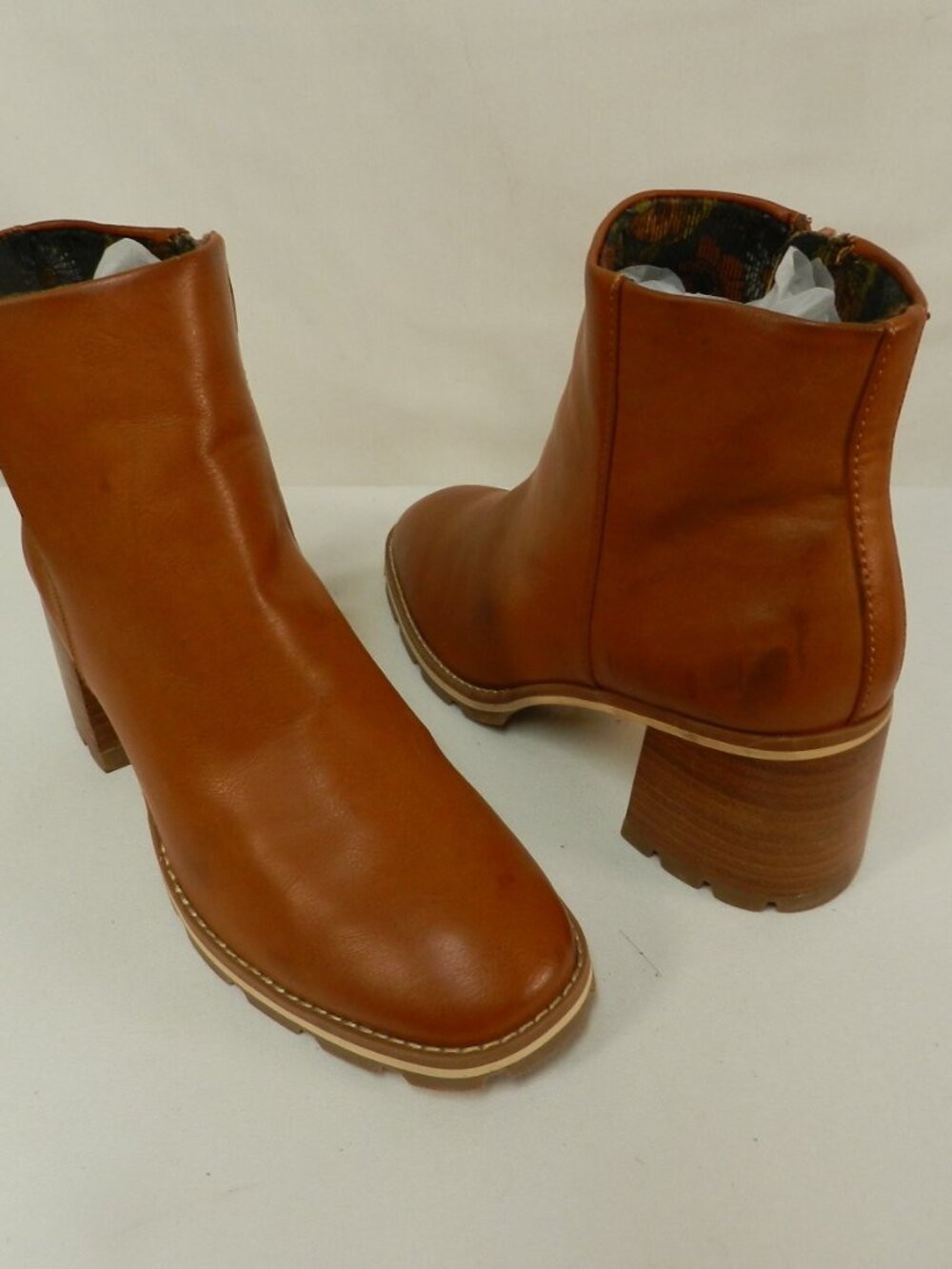 Korks Kork Ease brown Faux Leather Chandler ankle boots pumps zip up NEW Size 8